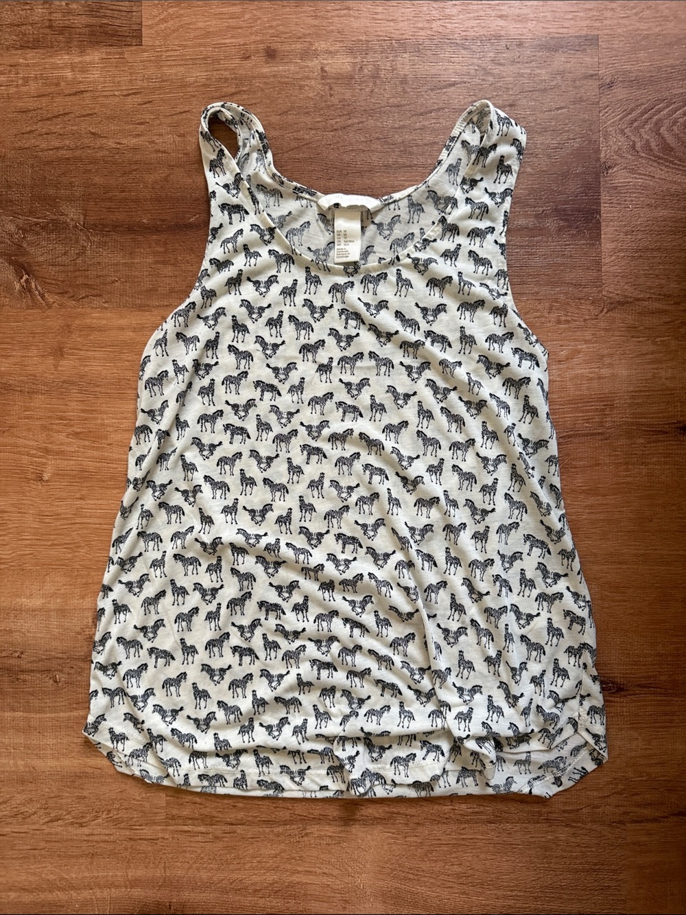 H&M Cream Zebra-Print Racerback Tank Top